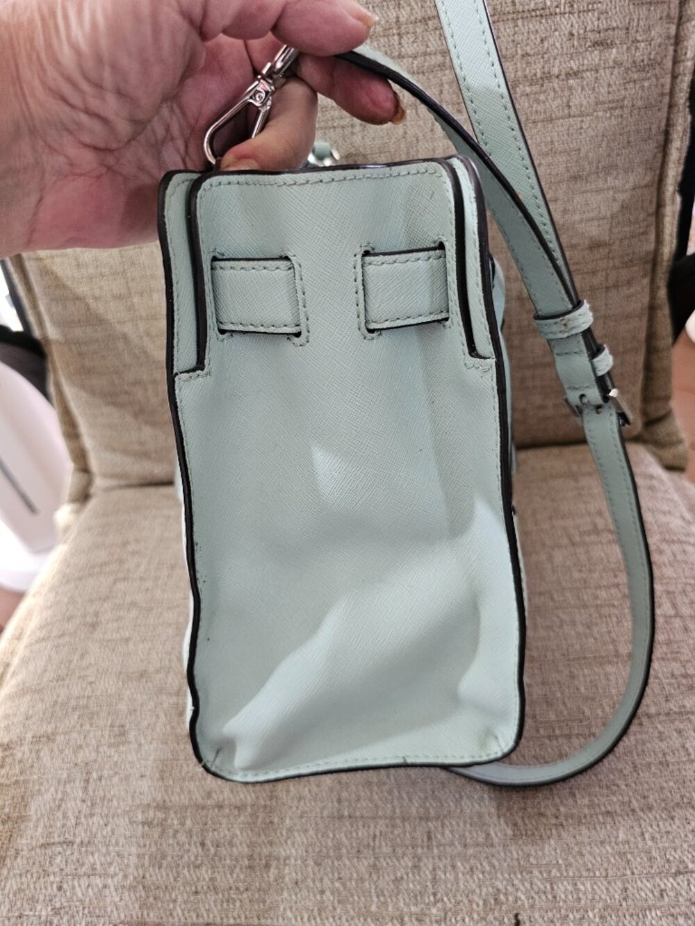 Michael Kors Mint Green Saffiano Leather Satchel Crossbody Bag - Picture 11 of 16